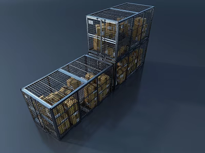 Elegant Modern Decorative Ornament Set With Metal Grid Frame And Golden Decor Pieces 3d model