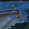 3D Geographical Map With Terrain Details Coastal Lines And Surrounding Islands