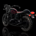 Black Classic Motorcycle With Red Seat Number 87 And Stylish Body Design