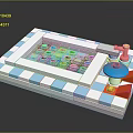 Colorful Lego Bath Toy with Blue Water Pool Red Accents and Checkered Blocks