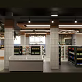 Modern Spacious Supermarket Interior With Shelves Full Of Products Checkout Counter And Bright Lighting
