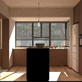 Modern Minimalist Living Dining Room With Sofa Coffee Table TV Large Window And Wooden Floor