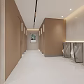 Modern Luxury Public Toilet Interior Design With Marble Wash Counter And Warm Comfortable Ambient Lighting