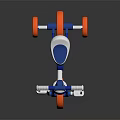 Blue And White Toddler Tricycle With Orange Rim Wheels For Kids Playtime
