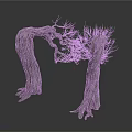 Natural Weathered Curved Tree Trunks With Leafless Branches And Exposed Roots