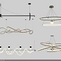 Stylish Modern Contemporary Chandeliers Featuring Various Circular Curved Geometric LED Lighting Designs