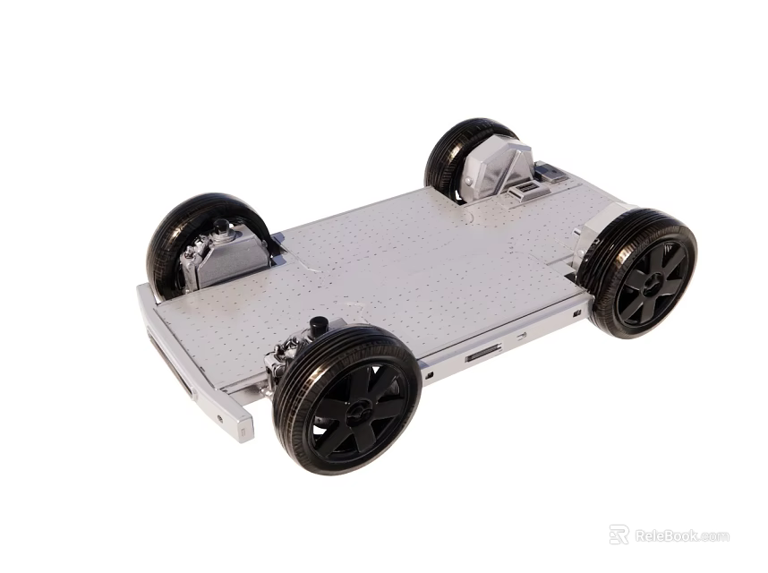Smart Machine Silver Chassis With Black Wheels And Modern Intelligent Structure 3d model 