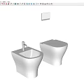 Modern Bathroom Featuring White Toilet and Bidet with Clean Contemporary Design