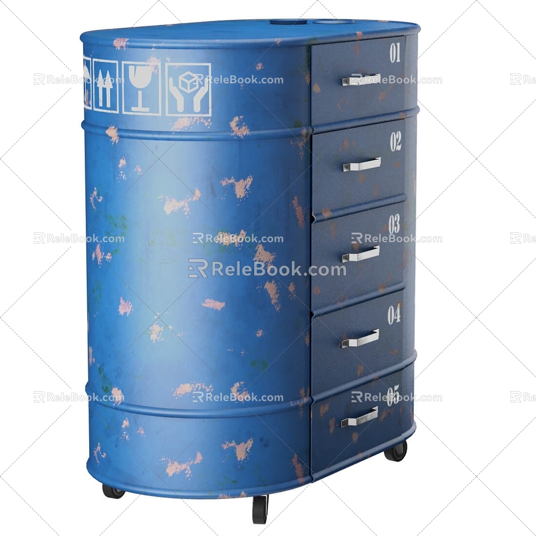 Modern navy side cabinet 3d model