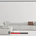 Modern Light Gray Sectional Sofa With Multiple Cushions And Brown Accent Pillow 3d model