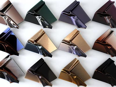 Modern Geometric Metallic Wall Decor With Colorful Triangular Shapes And Glossy Finish 3d model