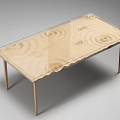 Modern Wooden Dining Table With Ripple Pattern Surface And Simple Slim Leg Design 3d model