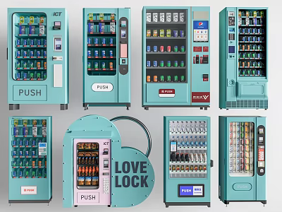 Smart Vending Machines With Modern Design Multiple Styles And Automated Beverage Dispensing 3d model
