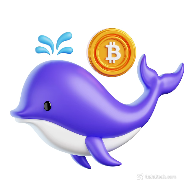 Purple Whale With Water Splash And Bitcoin Symbol In Design 3d model 