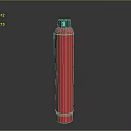 Red Gas Cylinder With Black Cap And Surface Label On Gray Background