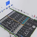 Road Infrastructure Featuring Traffic Signs Lane Markings Parking Areas and Directional Signs