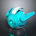 Blue Spherical Cosmic Robot With Mechanical Arms And Glowing Components For Space Exploration