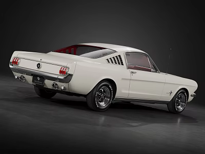 White Classic Ford Mustang Two Door Coupe With Red Interior And Alloy Wheels 3d model White Classic Ford Mustang Two Door Coupe With Red Interior And Alloy Wheels 3d model