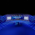 DORADOSUN Stage With Blue Lighting Starry Background Large Screen And Audience Seats