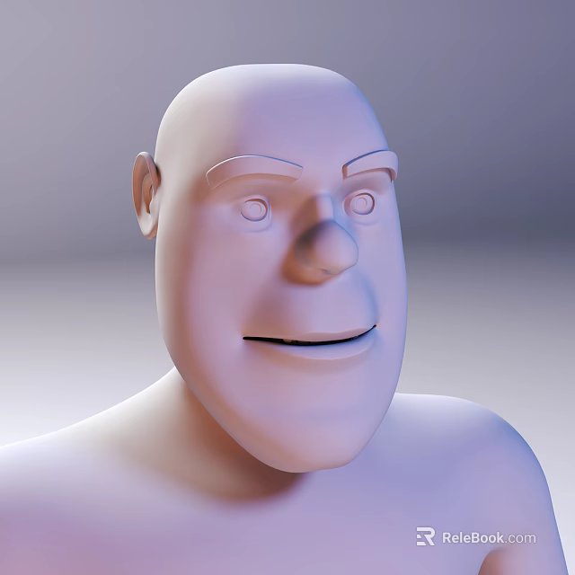 3D Cartoon Head Model Of Game And Movie Character With Gentle Smile Expression 3d model 
