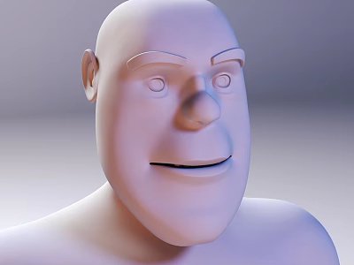 3D Cartoon Head Model Of Game And Movie Character With Gentle Smile Expression 3d model