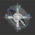 3D Rendered Industrial Mechanical Equipment With Transparent Casing And Colored Internal Components