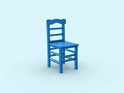 Old wooden chair 3d model