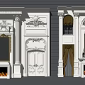 Classical White Wall Design With Ornate Carvings Fireplace Mirrors And Decorative Columns
