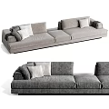 Modern Large Sectional Sofa With Soft Neutral Fabric And Decorative Pillows 3d model