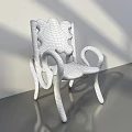 Light Green Modern Leisure Chair With Petal Shaped Backrest And Curved Armrests