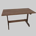 Dark Brown Solid Wooden Outdoor Table With Sturdy Trestle Legs For Backyard Patio Daily Use