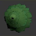 Green Decorative Pine Tree With Layered Leaves And Brown Trunk In Paper Craft Style