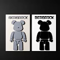 Stylish BERBRICK Collectible Figures With Gray And Black Designs On Beige White Backgrounds
