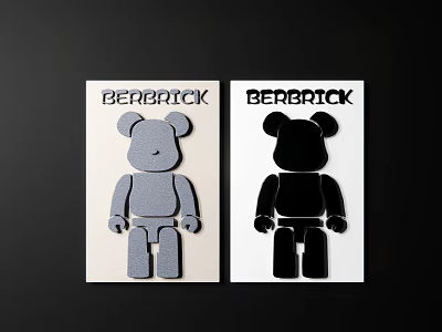 Stylish BERBRICK Collectible Figures With Gray And Black Designs On Beige White Backgrounds 3d model