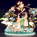 Ancient Style Qixi Festival Decorative Ornament With Figures Flowers And Birds