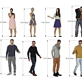 Multiple People With Various Heights Outfits And Different Standing Poses