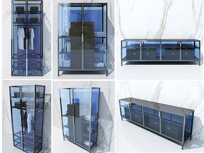 Modern Display Shelves With Glass Doors Drawers And Contemporary Design 3d model