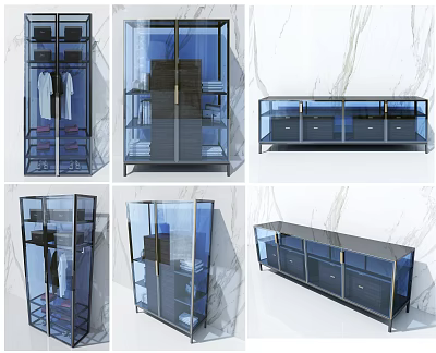 Modern Display Shelves With Glass Doors Drawers And Contemporary Design 3d model