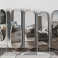 Modern Floor Mirrors With Metal Frames Reflecting Living Room And Bedroom Interior Design