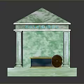 Green Marble Memorial Pavilion With Columns Steps And Bronze Box Inside