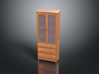 Classic Wooden Wardrobe with Glass Doors and Multiple Drawers for Bedroom Storage 3d model