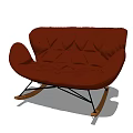 Modern Red Rocking Two Seater Sofa With Curved Design And Upholstered Finish