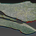 Satellite Image of Regional Area Showing Coastline Boundary Lines Terrain and Road Network