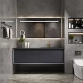 Modern Bathroom Vanity Cabinet With LED Mirror And Countertop Accessories
