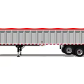 White Heavy Duty Cargo Trailer With Orange Top And Multi Wheels 3d model