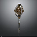 Intricate Mechanical Sculpture With Circular Metal Frame Internal Gear Details And Transparent Base