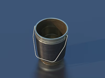 Household Metal Bucket With Handle On Blue Background For Daily Use 3d model