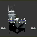 Modern Water Transport Ship with Upper Superstructure and Open Deck Design 3d model