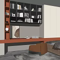 Modern Tatami Bedroom With Built In Storage Cabinets Wooden Desk And Warm Lighting