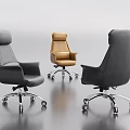 Modern Ergonomic Office Chair With High Back Leather Upholstery Swivel And Rolling Wheels